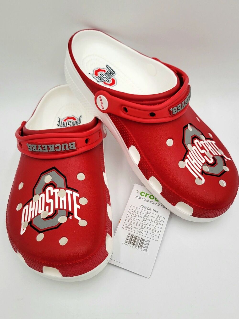 Crocs NCAA Ohio State Buckeyes Classic Clogs M7/W9 NEW